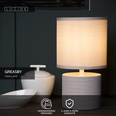 Lucide GREASBY - Tafellamp - Ø 14 cm - 1xE14 - Beige